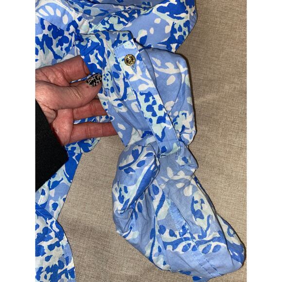 Lilly Pulitzer Blue White Print Turtle Cotton Tunic Blouse – Size Small EUC - Picture 8 of 12